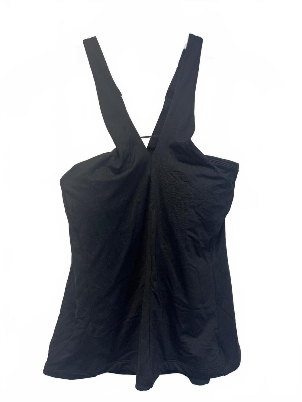 Athleta Medium Black Athletic Tank w/ Cross Back Straps & Built in Bra Swim NWOT